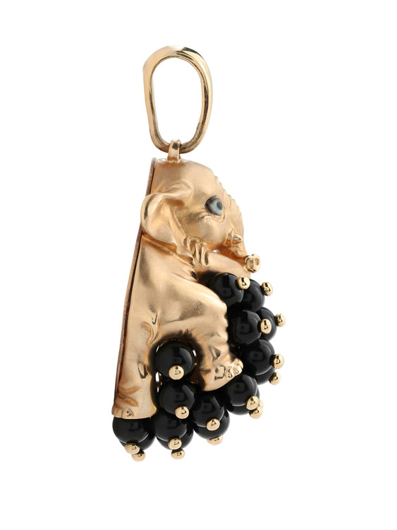 Подвеска из золота c эмаль и ониксом