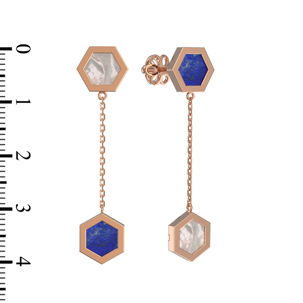 Серьги из золота c лазуритом и перламутром