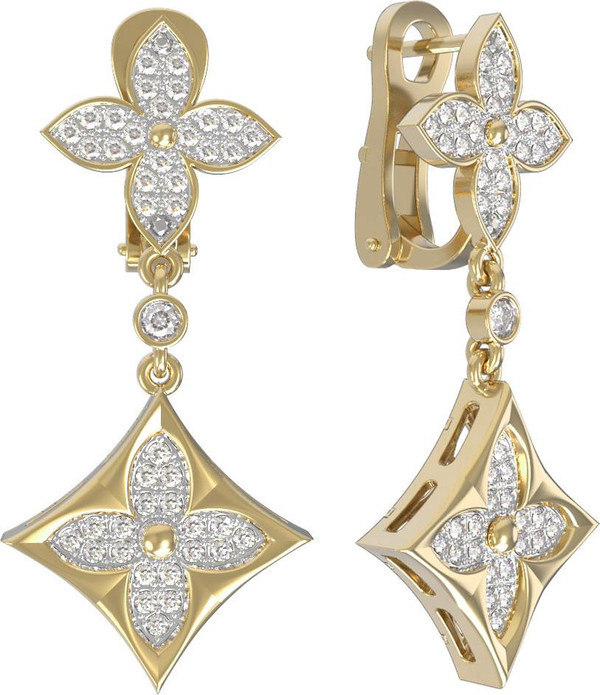 Серьги из лимонного золота c бриллиантами