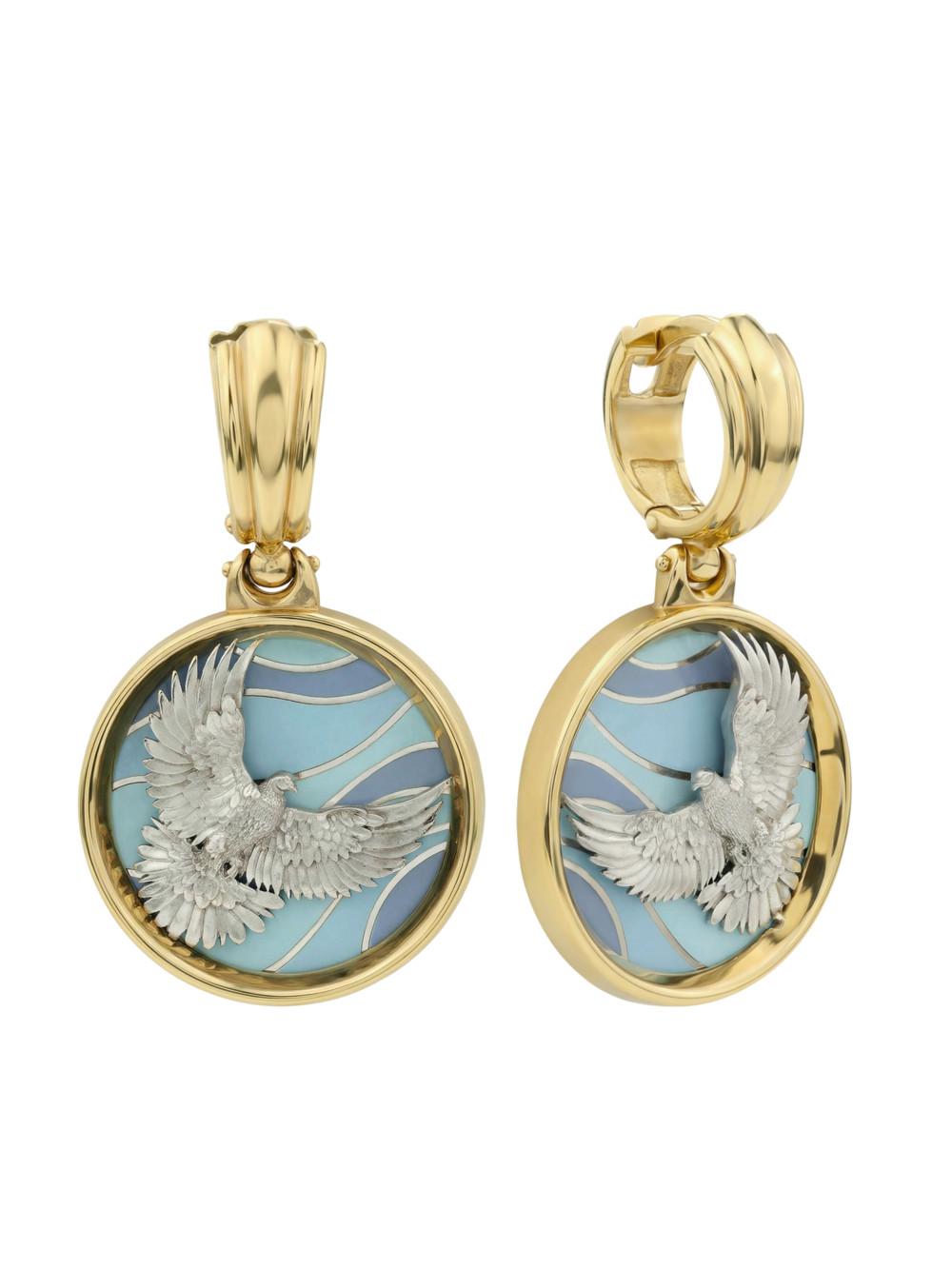 Серьги из лимонного золота c эмаль