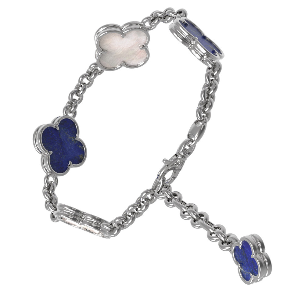 Браслет из белого золота c лазуритом и перламутром