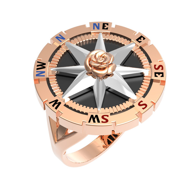 Кольцо из золота c эмалью и ониксом