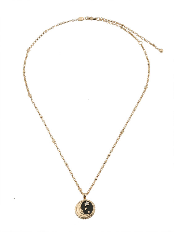 Колье из золота c бриллиантами, ониксом и перламутром