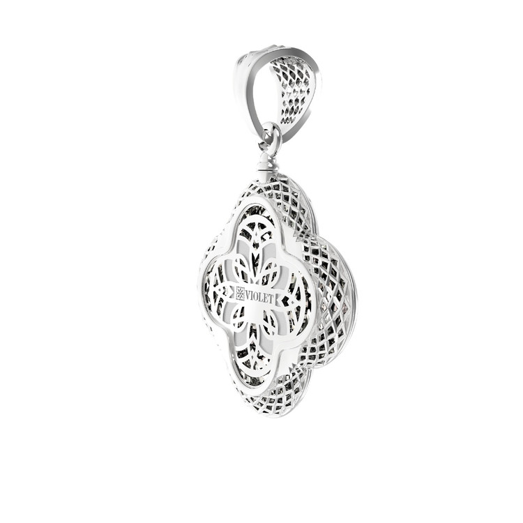 Подвеска из белого золота c эмаль и перламутром