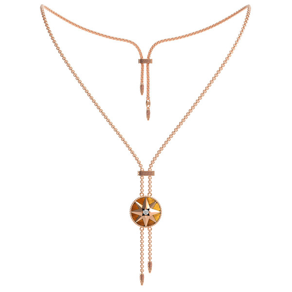 Колье из золота c фианитом, тигровым глазом и перламутром