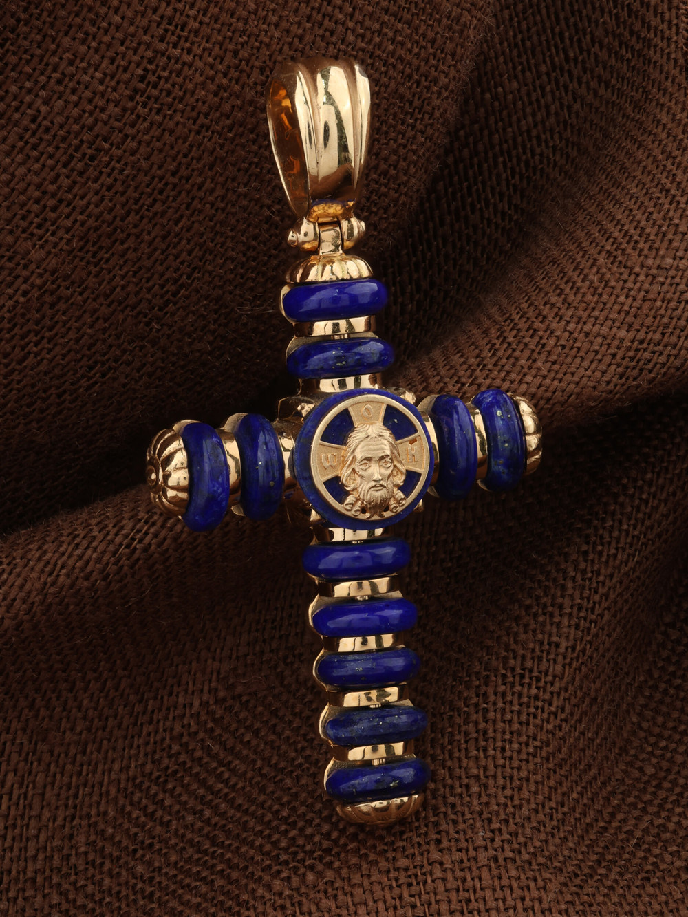 Крест из золота c лазуритом