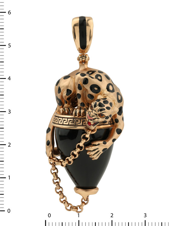 Подвеска из золота c эмаль и ониксом