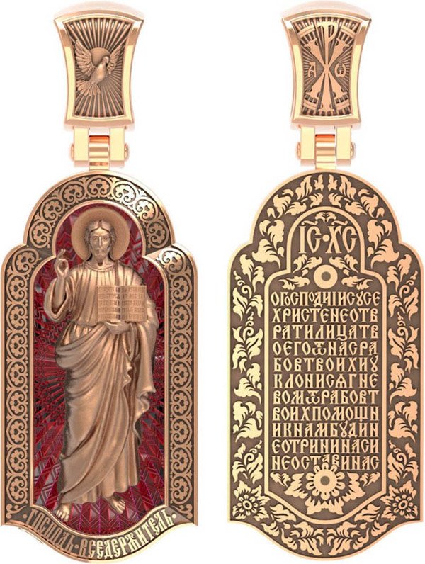 Образок из золота c эмаль