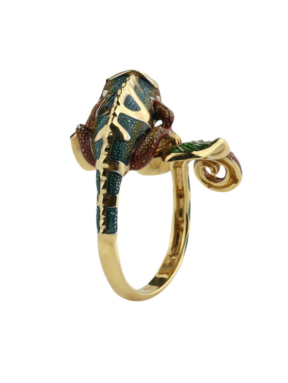 Кольцо из лимонного золота c эмаль