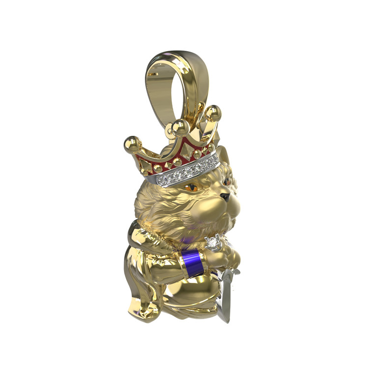 Подвеска из лимонного золота c эмаль , бриллиантами и рубином