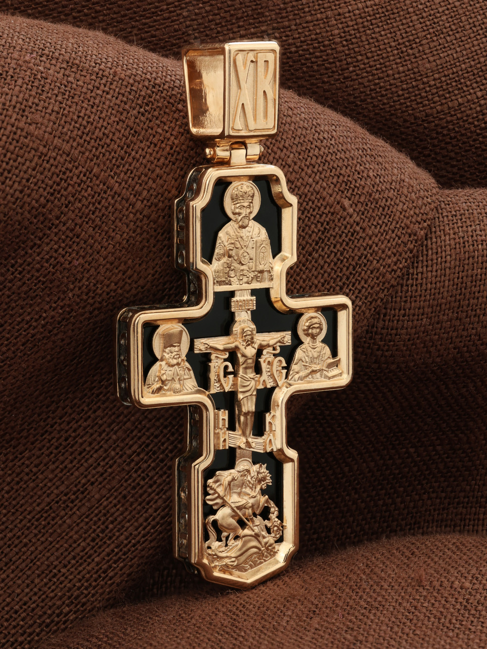 Крест из золота c ониксом