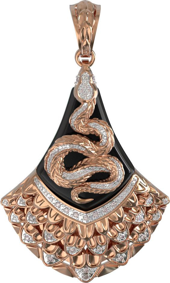 Подвеска из золота c бриллиантами и ониксом