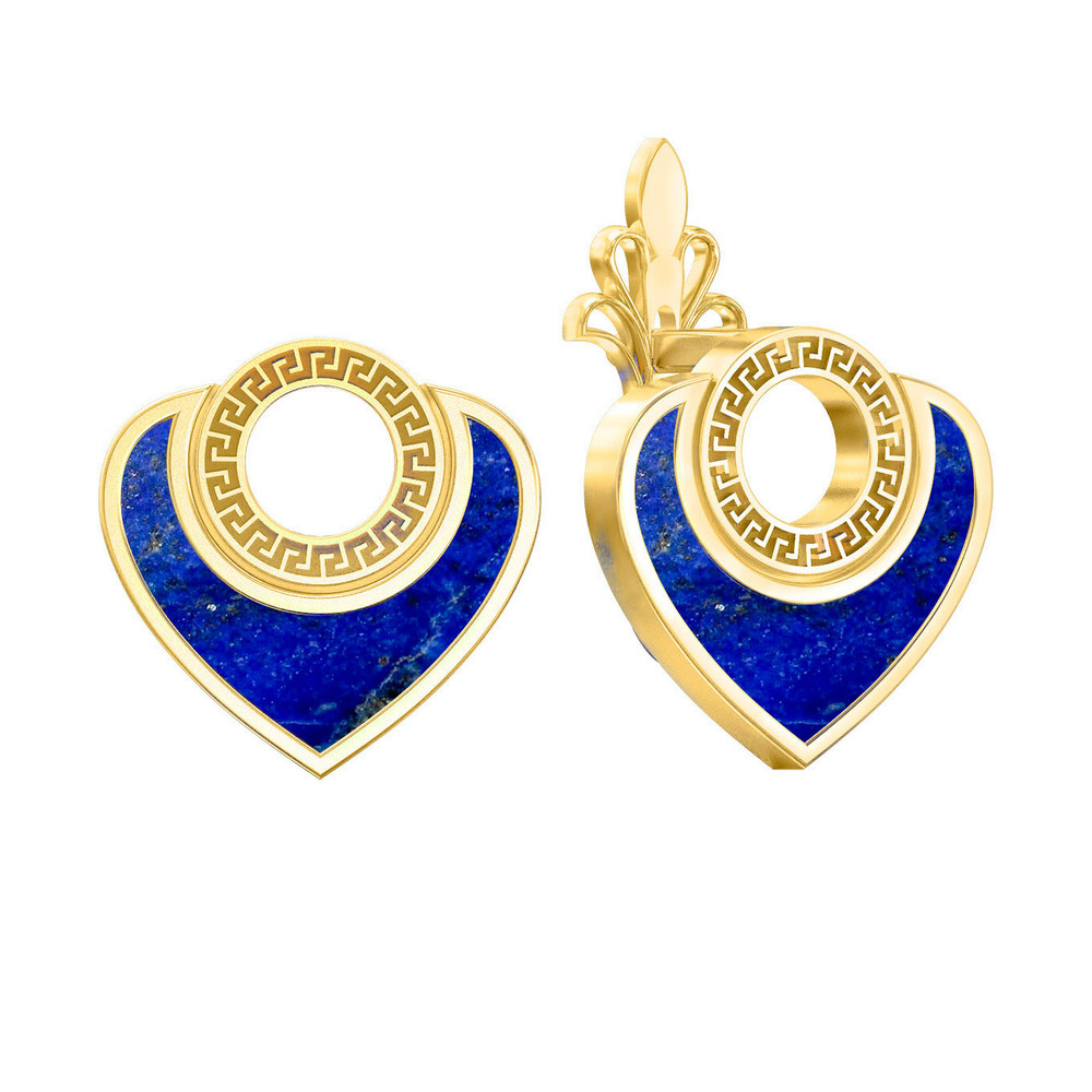 Серьги из лимонного золота c лазуритом