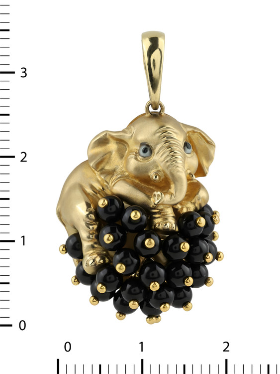 Подвеска из лимонного золота c эмаль и ониксом