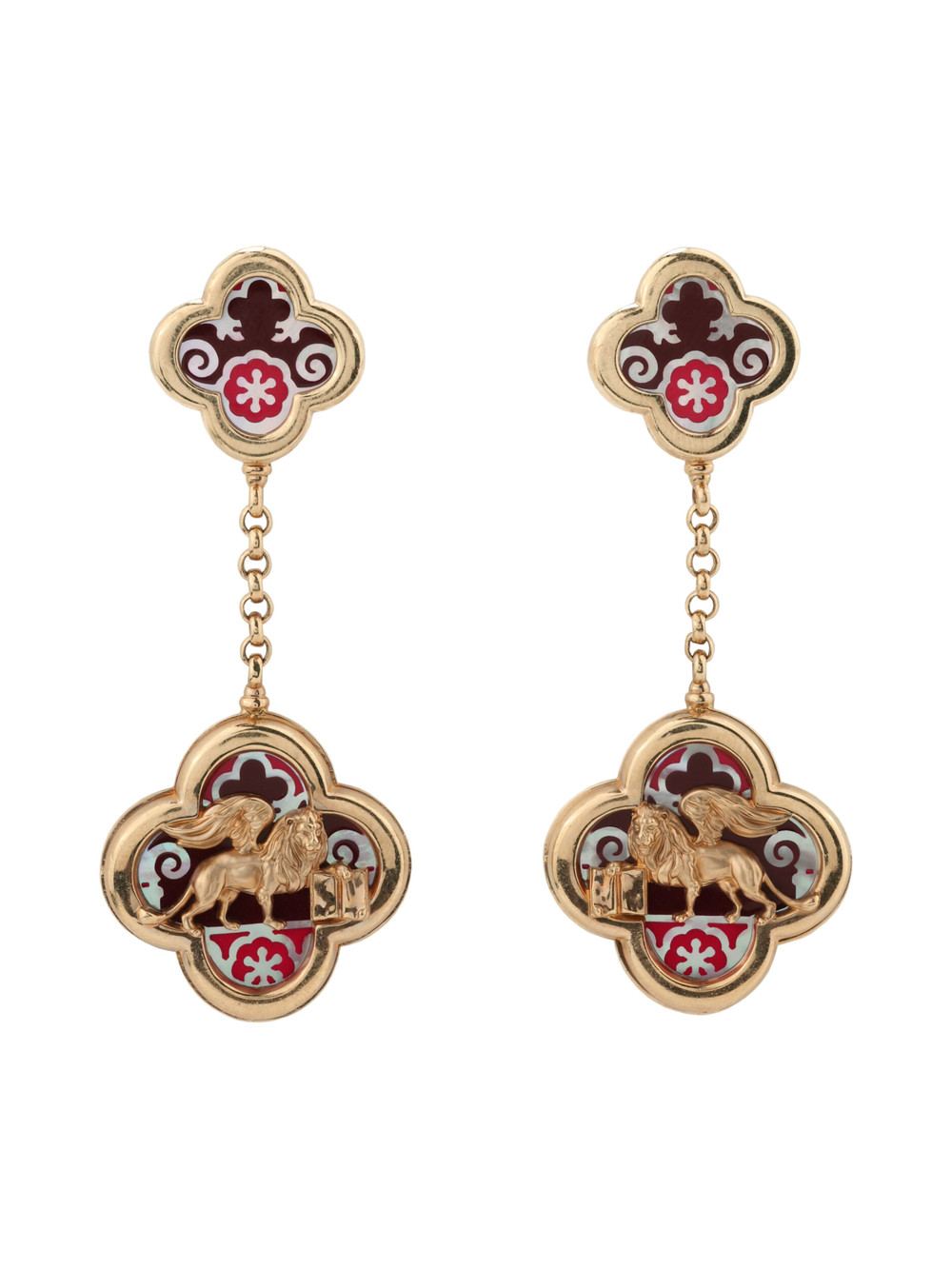 Серьги из золота c эмаль и перламутром