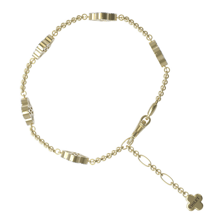 Браслет из лимонного золота c бриллиантами, ониксом и перламутром