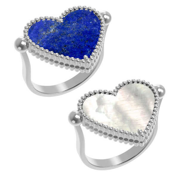 Кольцо из белого золота c лазуритом и перламутром