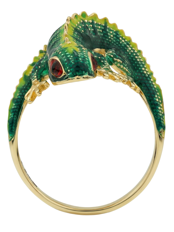 Кольцо из лимонного золота c эмаль