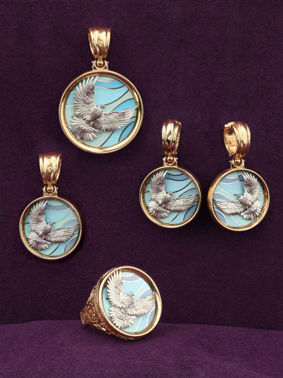 Серьги из золота c эмаль