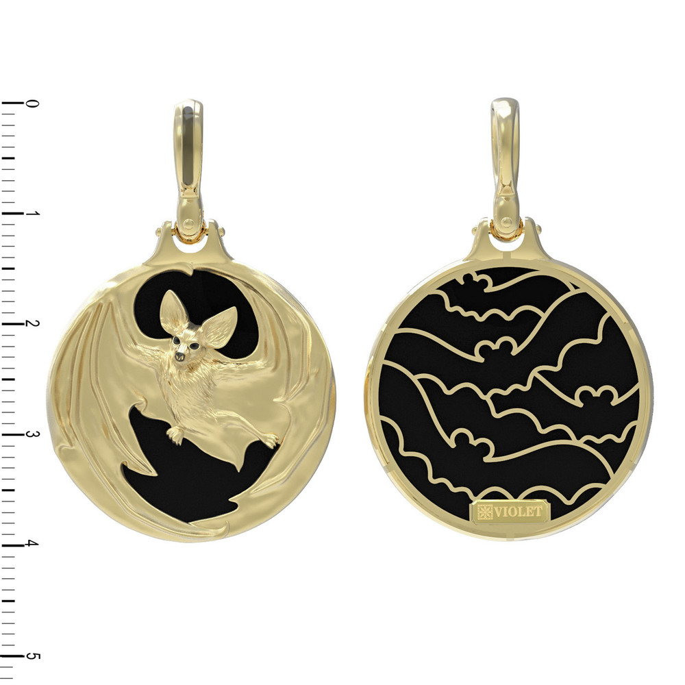 Подвеска из лимонного золота c эмаль и ониксом