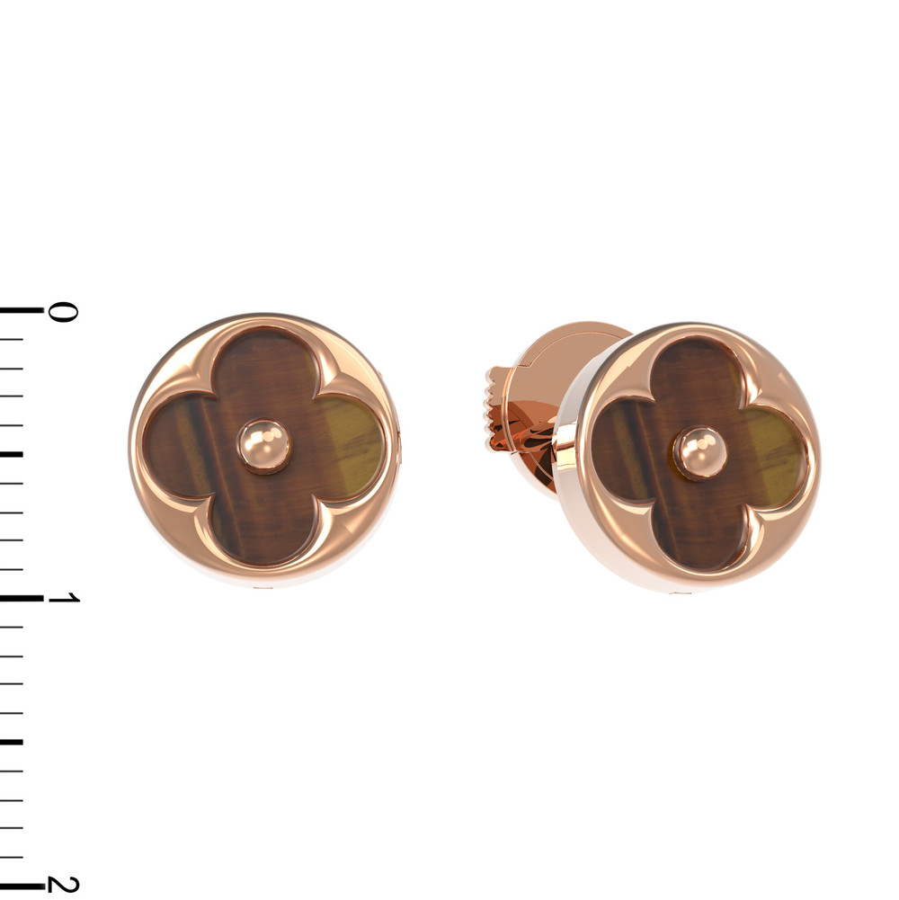 Серьги из золота c тигровым глазом