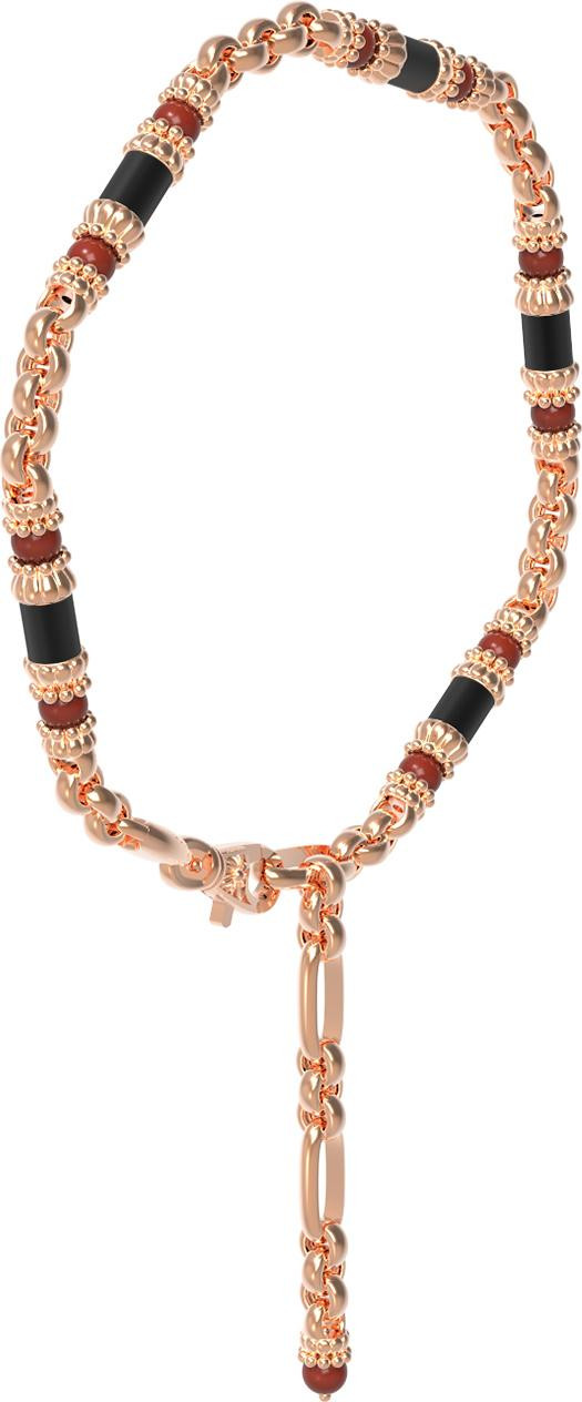 Браслет из золота c ониксом и кораллом