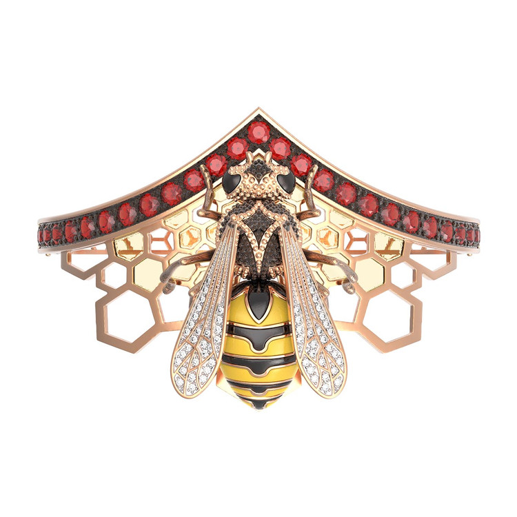 Браслет из золота c эмаль , фианитом, гранатом и эмалью