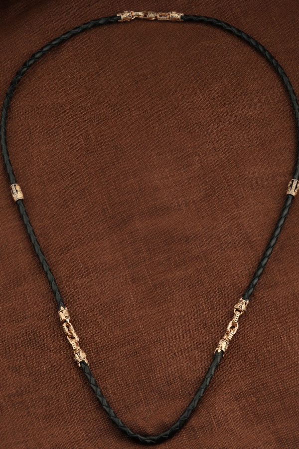 Шнурок кожаный из золота c кожаным шнурком