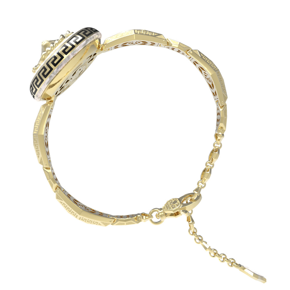 Браслет из лимонного золота c эмаль и перламутром