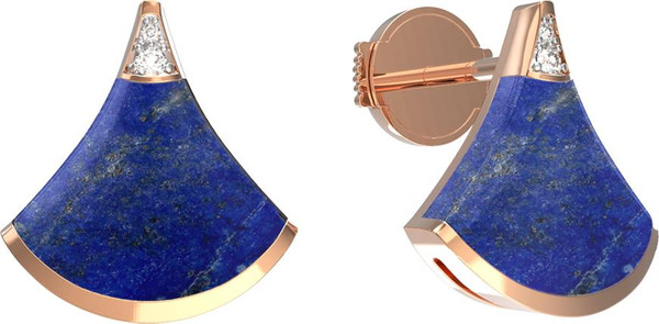 Серьги из золота c бриллиантами и лазуритом