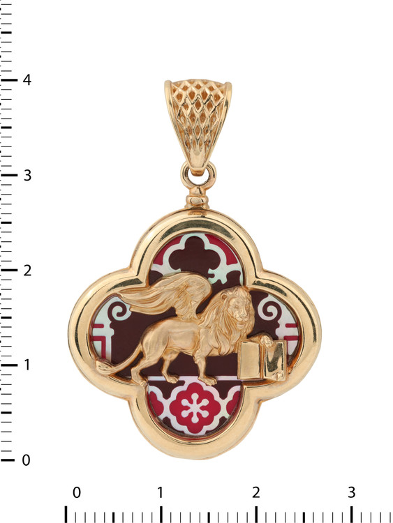 Подвеска из золота c эмаль и перламутром