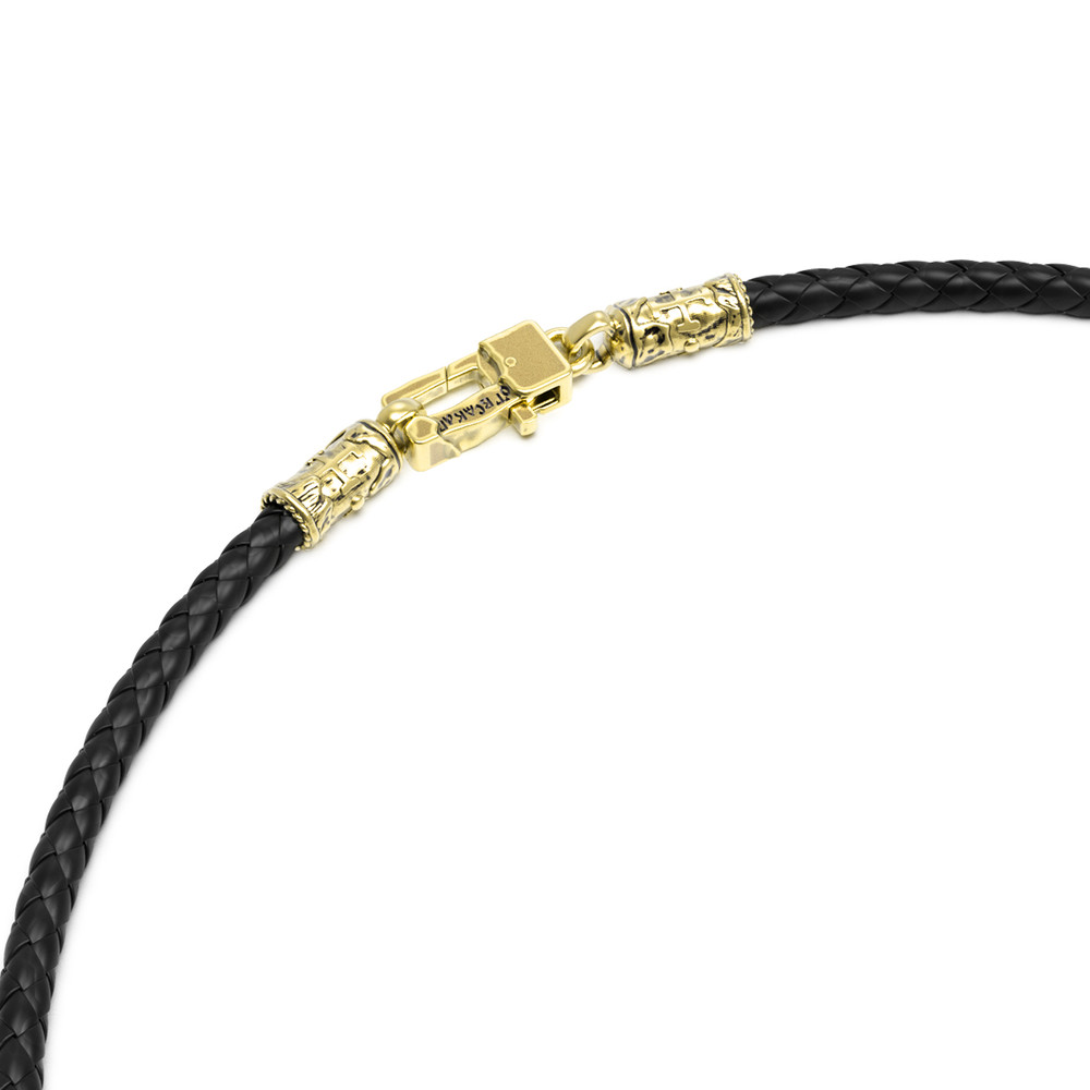 Шнурок кожаный из лимонного золота c кожаным шнурком