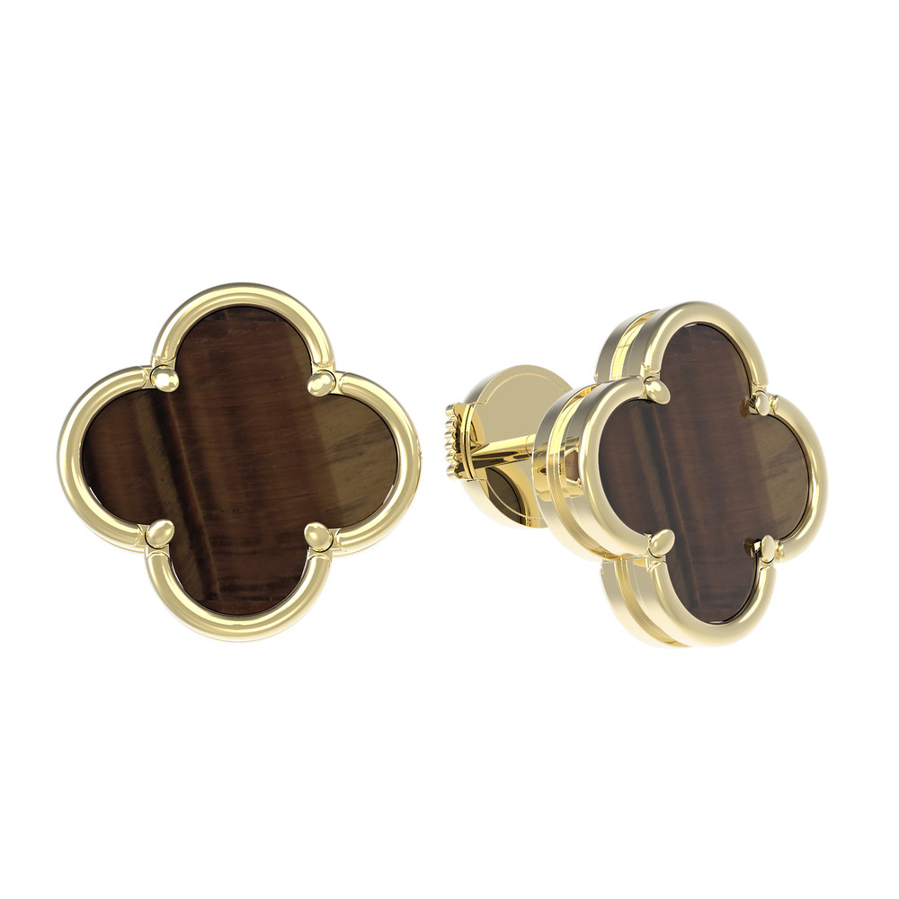 Серьги из лимонного золота c тигровым глазом