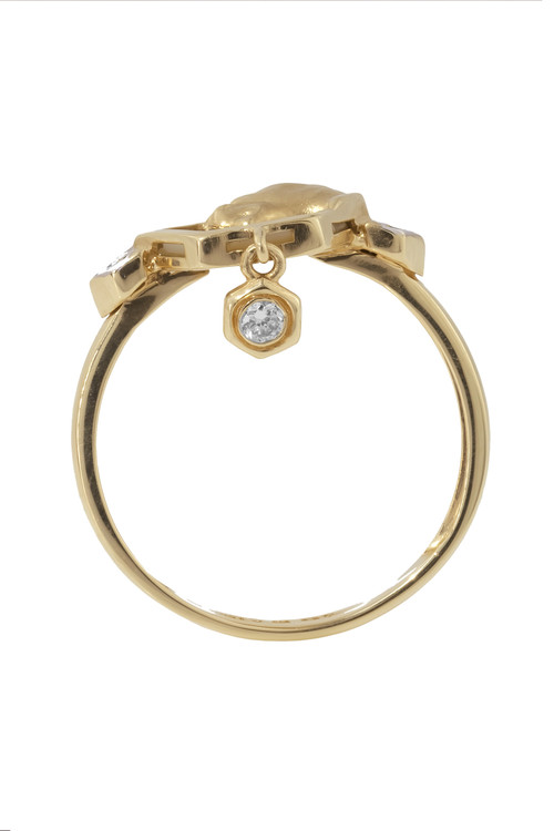 Кольцо из золота c бриллиантами и перламутром