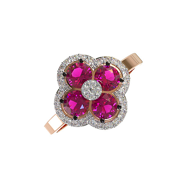 Кольцо из золота c бриллиантами и рубином