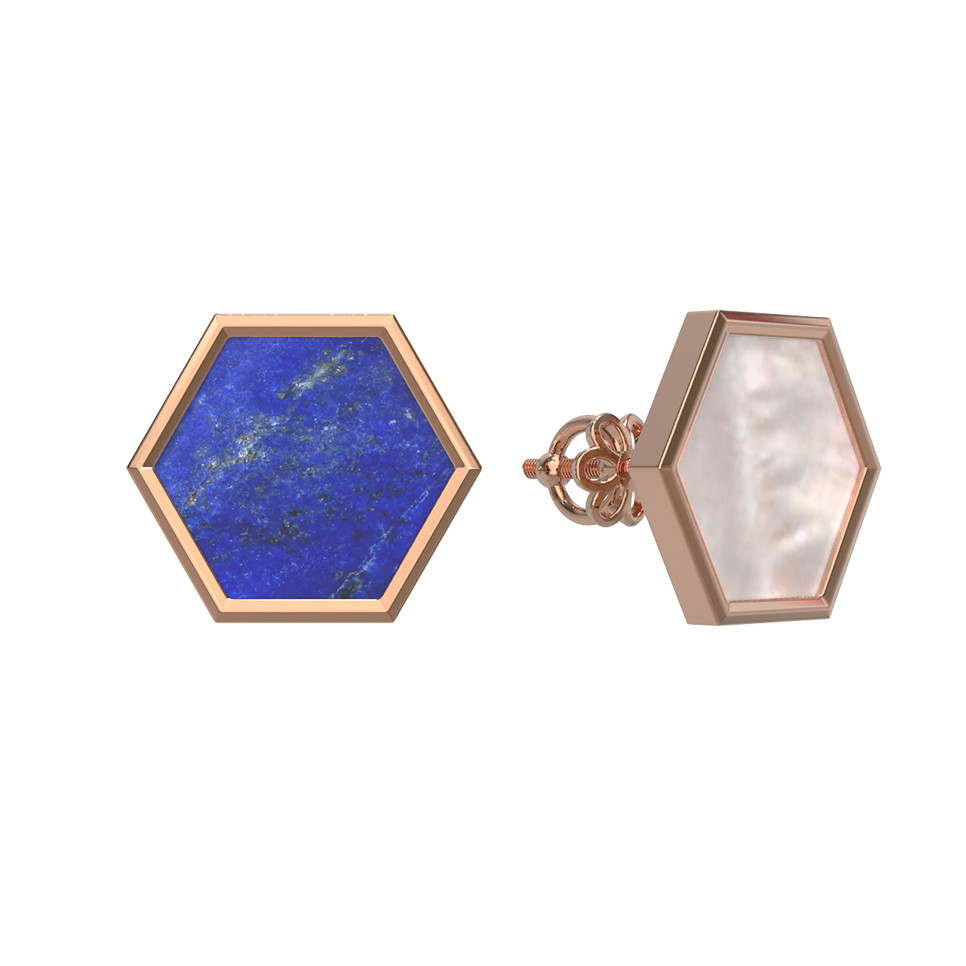 Серьги из золота c лазуритом и перламутром