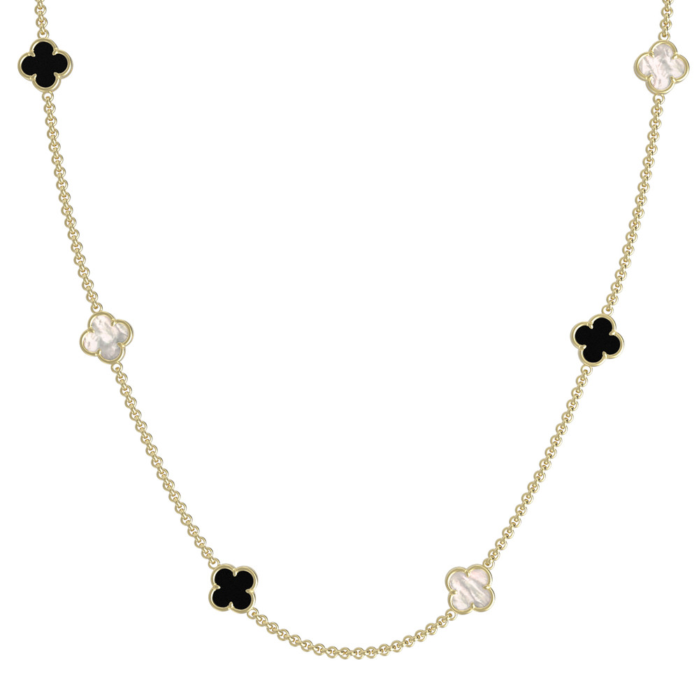 Колье из лимонного золота c ониксом и перламутром