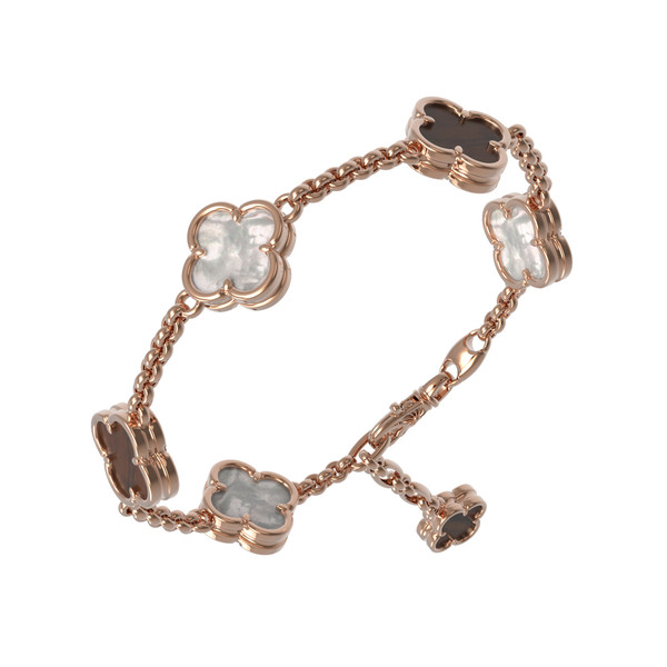 Браслет из золота c тигровым глазом и перламутром