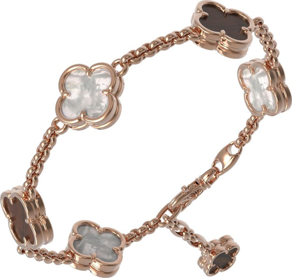 Браслет из золота c тигровым глазом и перламутром