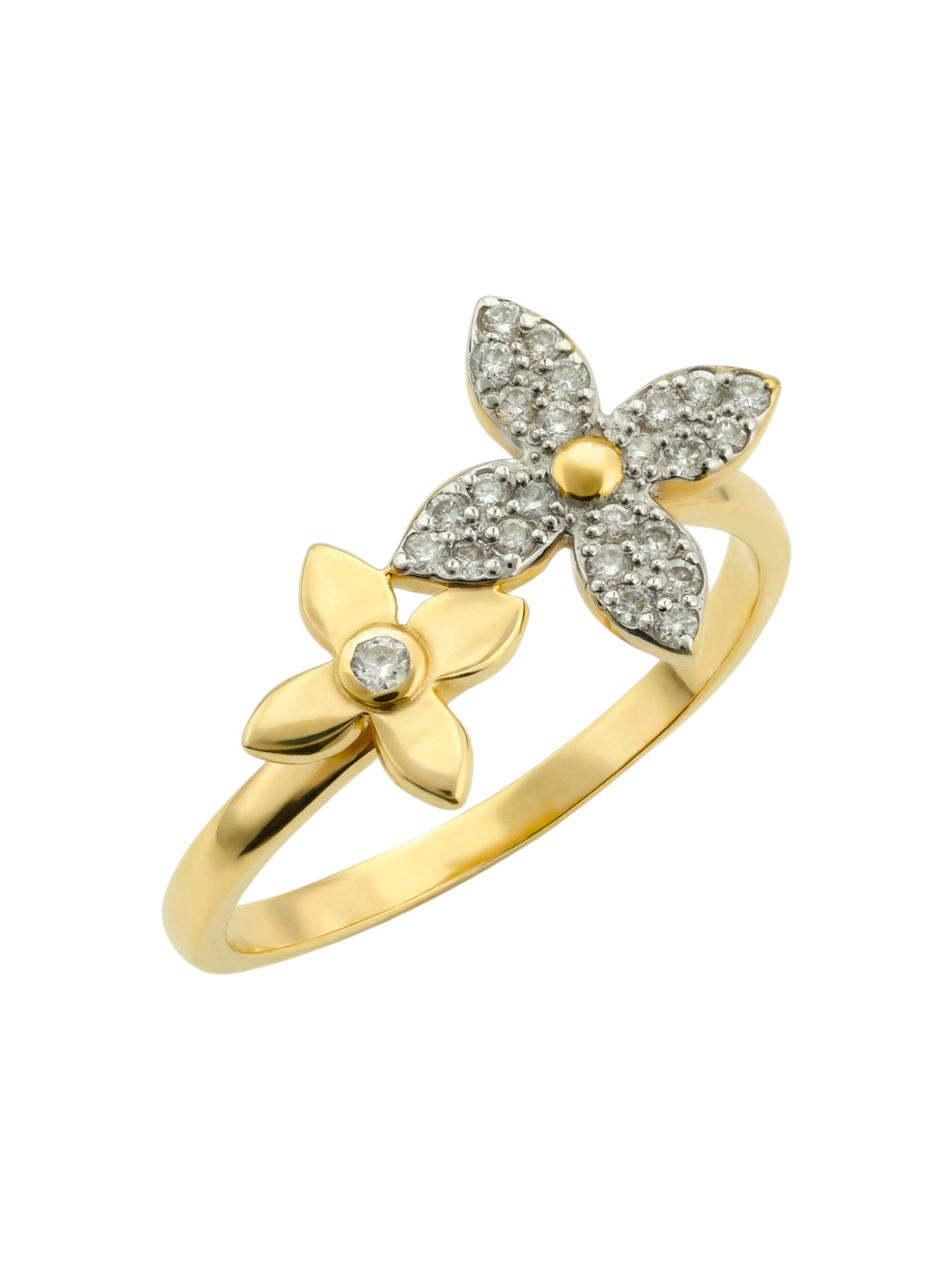 Кольцо из лимонного золота c бриллиантами