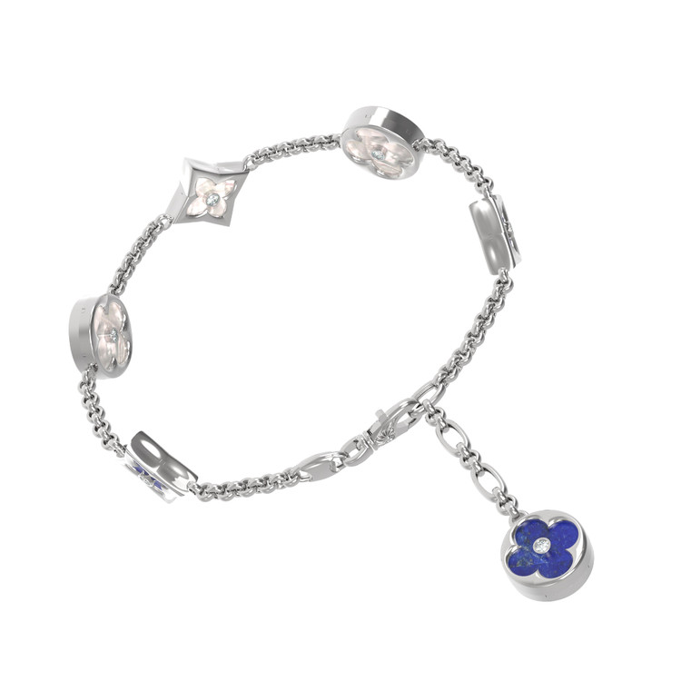 Браслет из белого золота c бриллиантами, лазуритом и перламутром