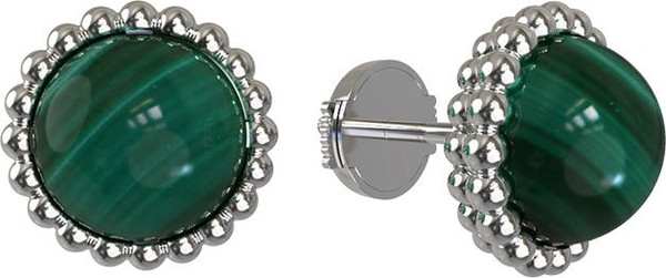 Серьги из белого золота c малахитом