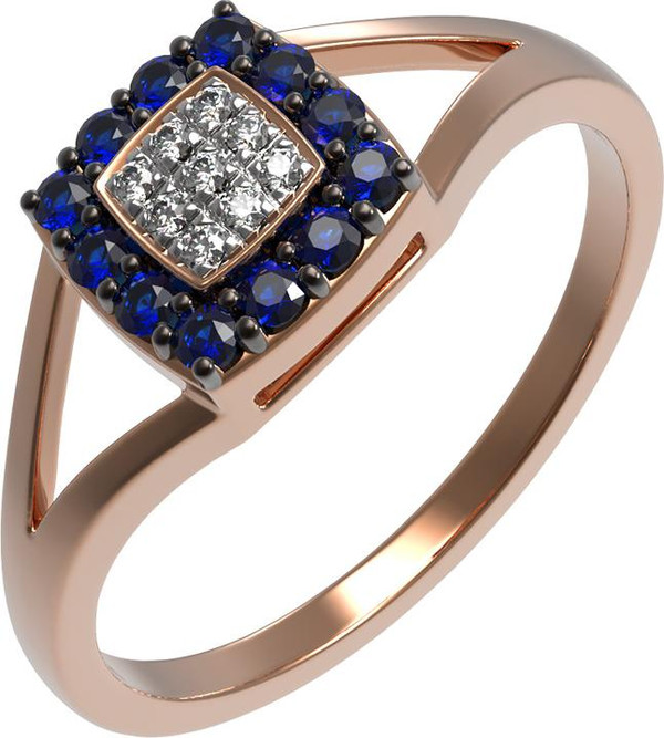 Кольцо из золота c бриллиантами и сапфиром