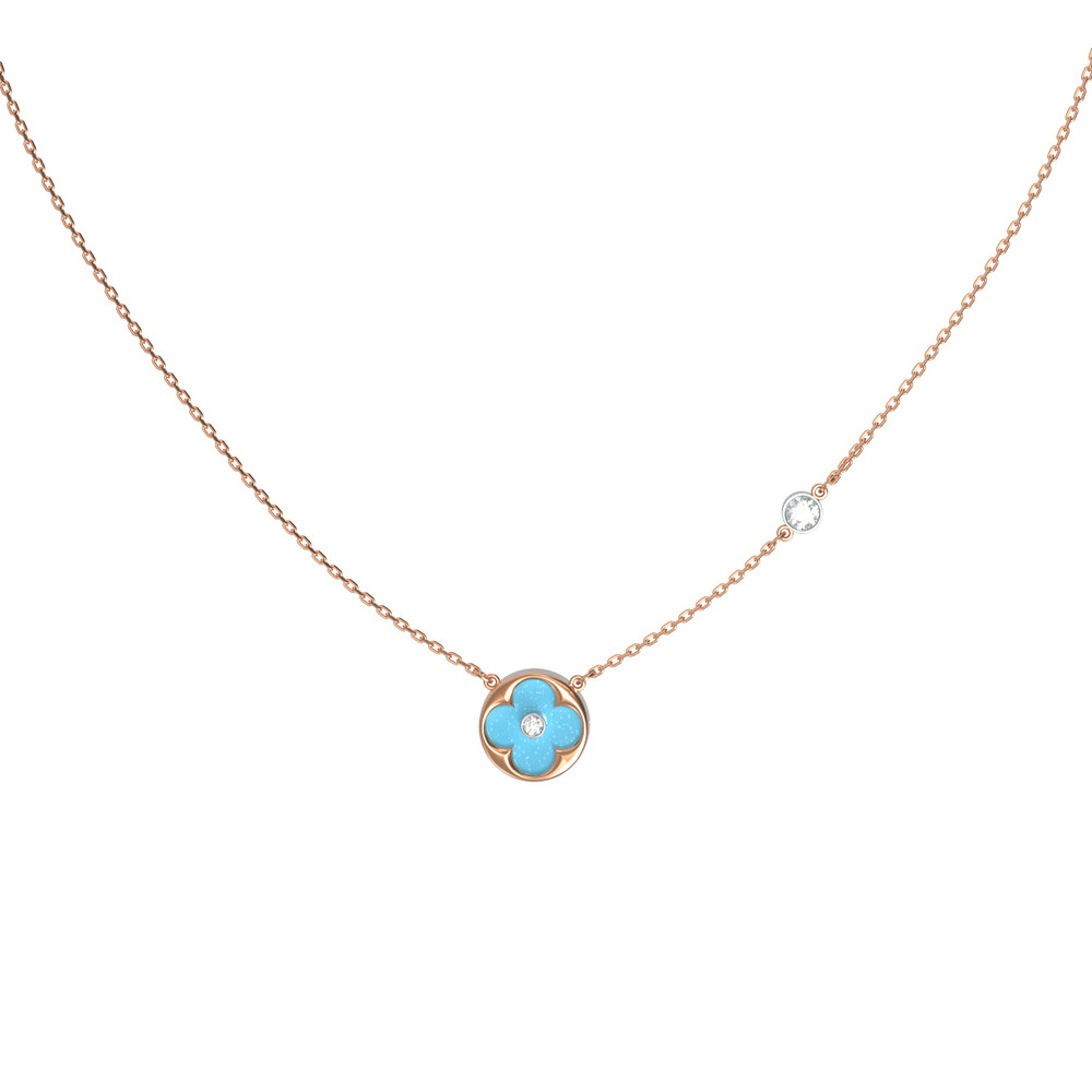 Колье из золота c бриллиантами и бирюзой