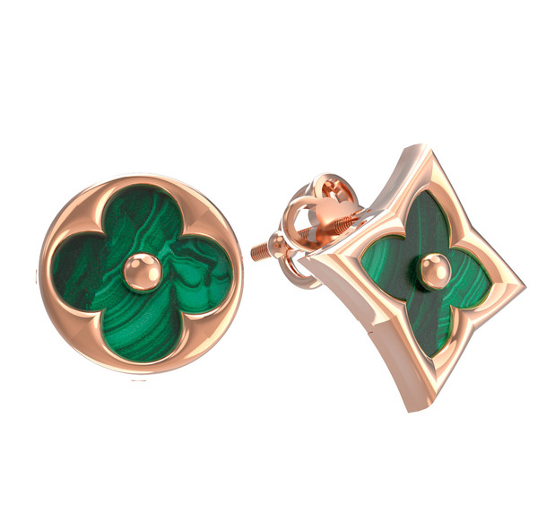 Серьги из золота c малахитом