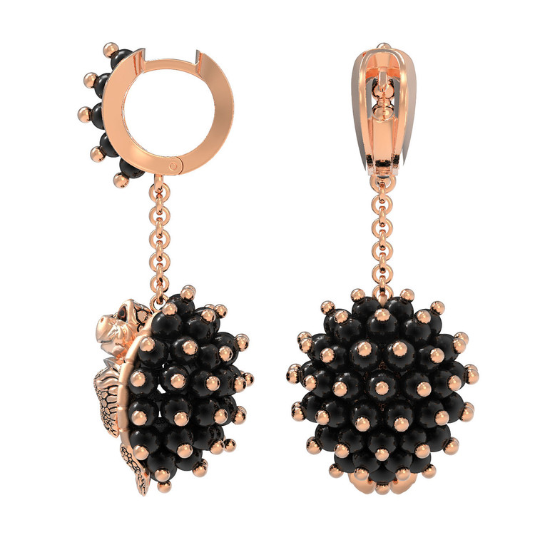 Серьги из золота c эмалью и ониксом