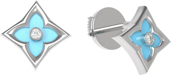 Серьги из белого золота c бриллиантами и бирюзой