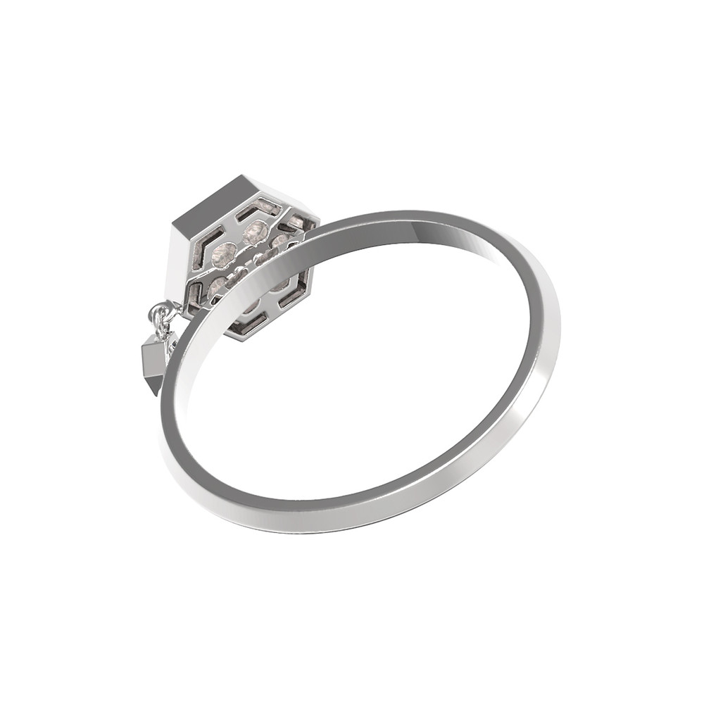 Кольцо из белого золота c бриллиантами и перламутром