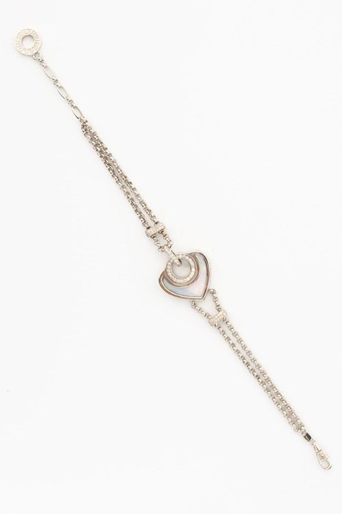 Браслет из белого золота c бриллиантами, ониксом и перламутром