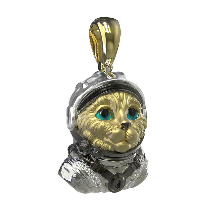 Подвеска из лимонного золота c эмаль , бриллиантами и рубином